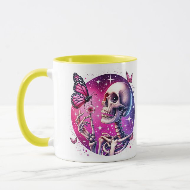 Mug mit fröhlichem Skelett Tasse (Links)