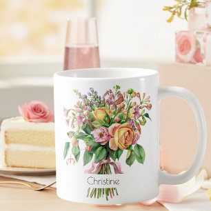 Mug mit Geburtsblumen Juni Rosen & Jelängerjelie Kaffeetasse