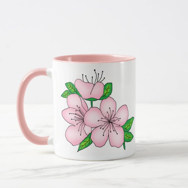 Mug - Pink Cherry Blossom Tasse (Links)