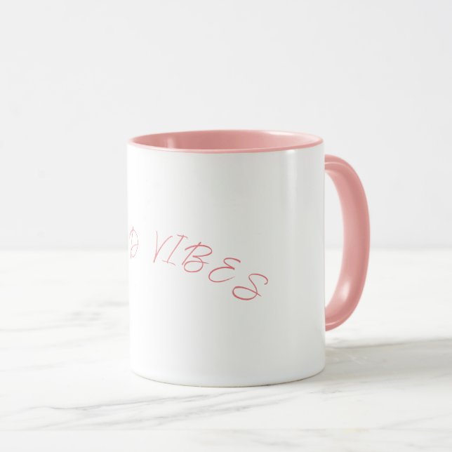 Mug Pink & White (Good Vibes) Tasse (VorderseiteRechts)