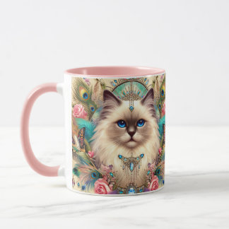Mug Ragdoll-Katz Prinzessin Vintage-Stil-Muster Tasse