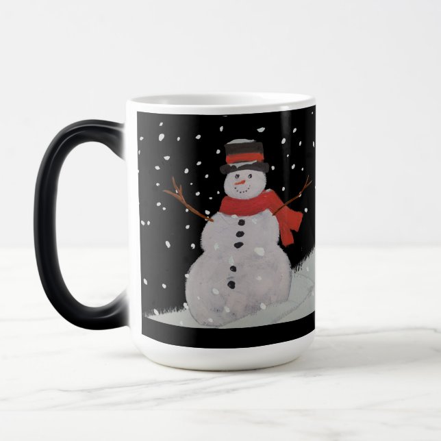 Mug. Schneemänner im Nachschnee Verwandlungstasse (Links)