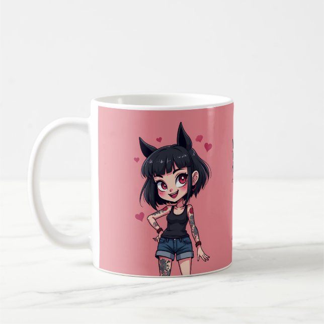MUG TATOO GIRL HERZEN KAFFEETASSE (Links)