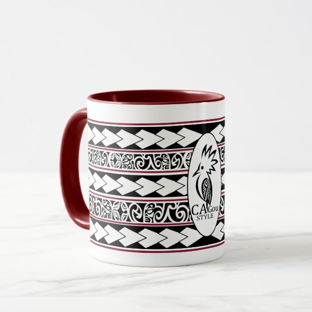 Mug Tribal Ethnic Bordeaux Tasse (Vorderseite Links)