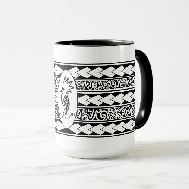 Mug Tribal Ethnic Noir Tasse (VorderseiteRechts)