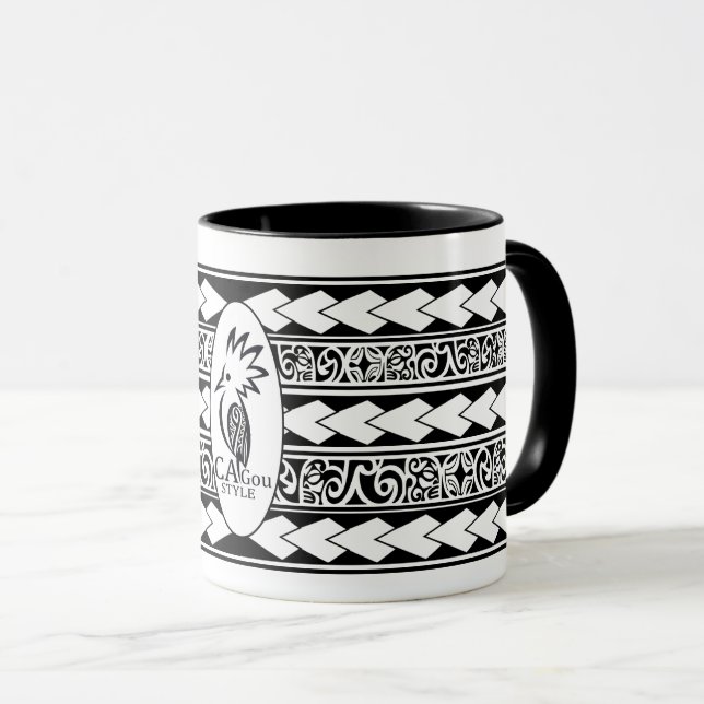 Mug Tribal Ethnic Noir Tasse (VorderseiteRechts)