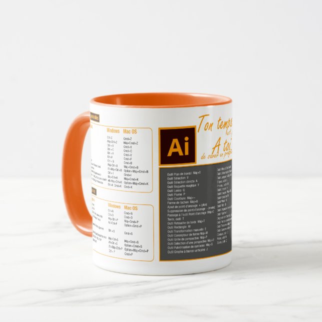 Mug-verkürzte Tastatur Illustrator Tasse (Vorderseite Links)