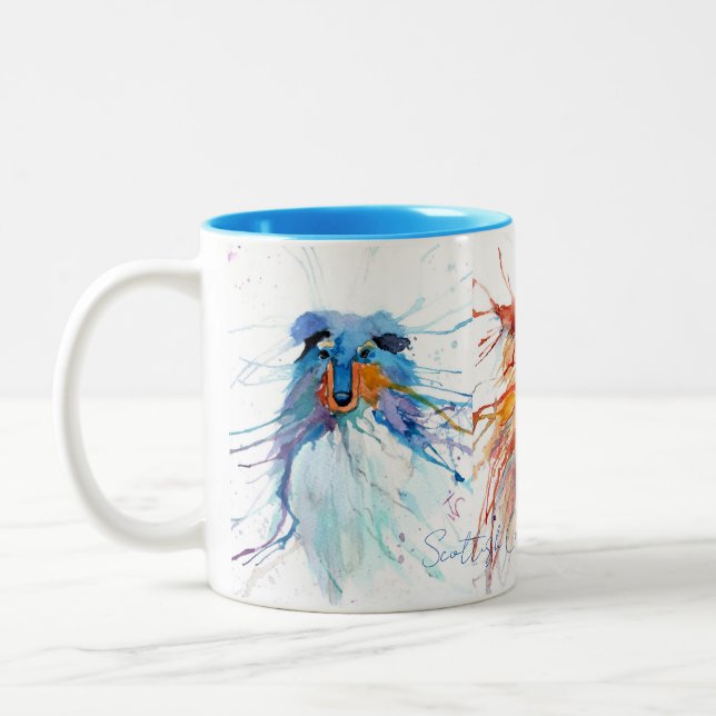 Mug Whimsical Scottish Collies Zweifarbige Tasse (Links)