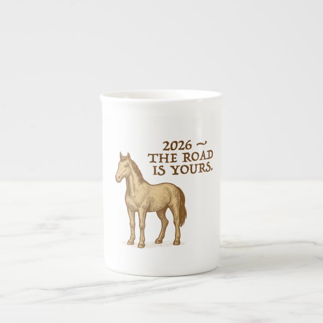 Mug with horse and text prozellantasse (Vorderseite)