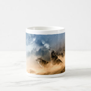 Mug, WOOD SCREEN, howling wolf, photo  Kaffeetasse