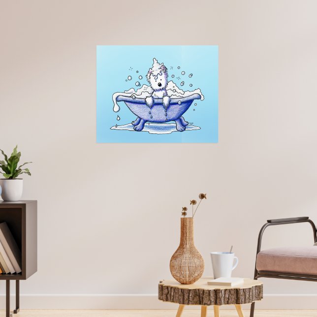 Muggles Westie Bath Dog Groom Art Poster (Wohnzimmer 3)