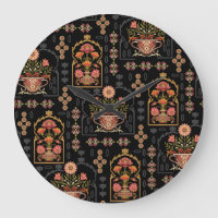 Mughal Floral Motif: Schwarz Nahtlos.
