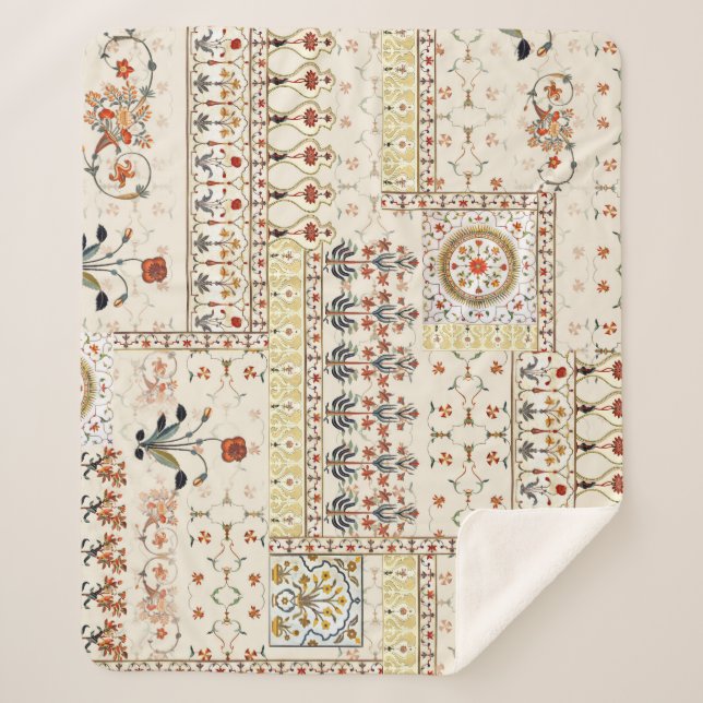 Mughal Floral Paisley: Ethnic Digital Elegance. Sherpadecke (Vorderseite)