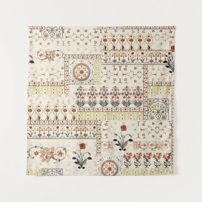 Mughal Floral Paisley: Ethnic Digital Elegance. Wandteppich (Vorderseite)