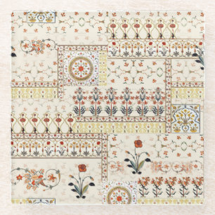 Mughal Floral Paisley: Ethnische digitale Eleganz. Glasuntersetzer