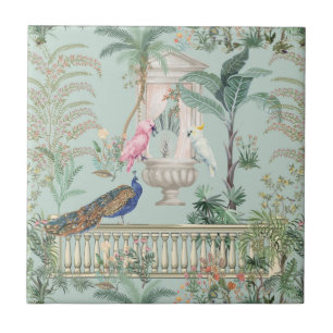 Mughal-Garten-Papagei-Pfau-Tropenwald Fliese