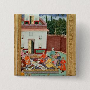 Mughal Kaiser, der in einem Hof genießt Button