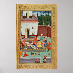 Mughal Kaiser in einem Innenhof Poster