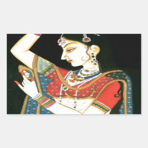 Mughal Kunst Rechteckiger Aufkleber