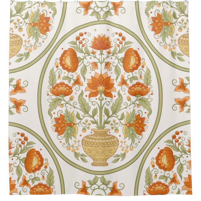 Mughal Motif Fantasy Blume Muster Duschvorhang (Vorderseite)