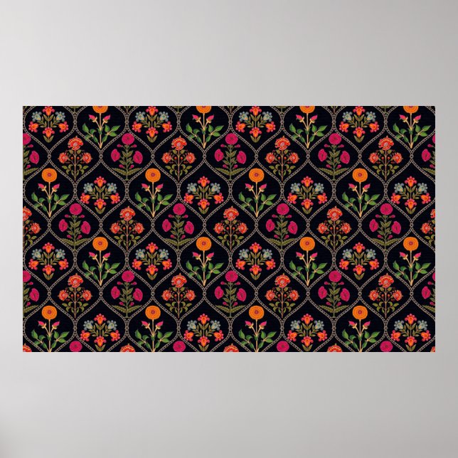 mughal Motiv Kani Look ornament pattern multicolo Poster (Vorne)