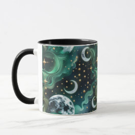 Mugs – Emerald Green Celestial Moon Phase Luxury  Tasse
