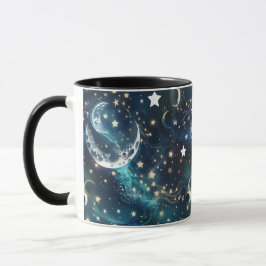 Mugs – Icy Blue Celestial Moon Phase Luxury Coffee Tasse