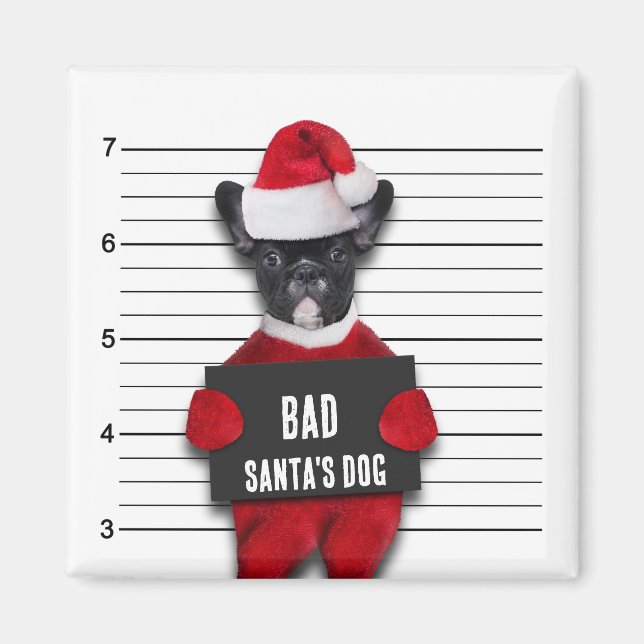 Mugshot Bad Santa's Dog Funny Christmas Magnet (Vorne)