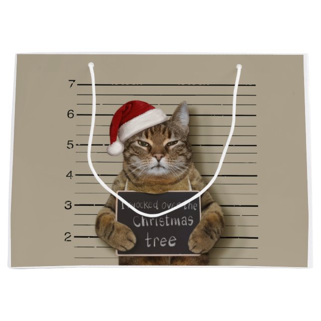 Mugshot Cat Christmas Große Geschenktüte (Vorderseite)