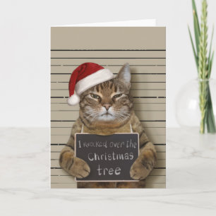 Mugshot Cat Christmas Karte