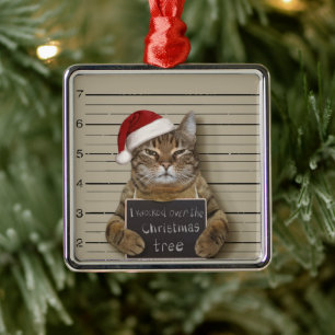 Mugshot Cat Christmas Ornament Aus Metall