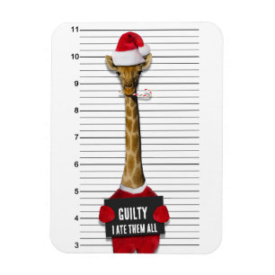 Mugshot Guilty Giraffe Funny Christmas Magnet