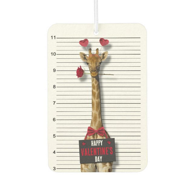Mugshot Guilty Giraffe Funny Happy Valentine's Day Autolufterfrischer (Vorderseite)