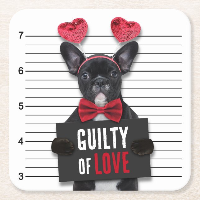Mugshot Guilty Liebe Dog Valentine's Day Funny Rechteckiger Pappuntersetzer (Vorderseite)