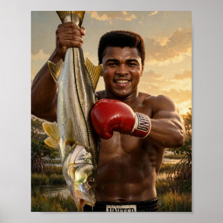 Muhammad Ali schlägt auf einen Snook — Boxkunst Poster