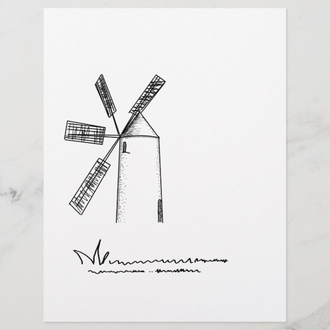 Mühle auf weißem Untergrund (Vorderseite)