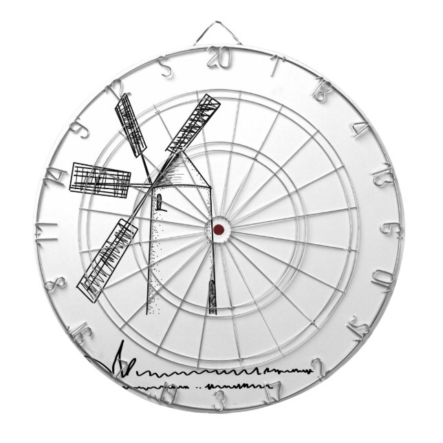 Mühle auf weißem Untergrund Dartscheibe (vorne)