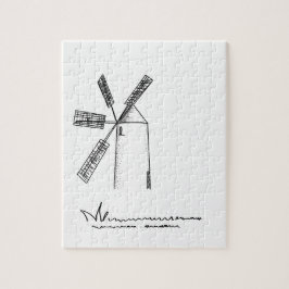 Mühle auf weißem Untergrund Puzzle