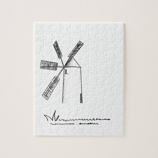 Mühle auf weißem Untergrund Puzzle (Vertikal)