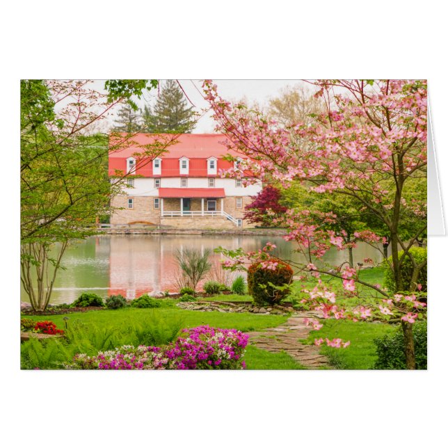 Mühle im Frühjahr mit Teich (Vorderseite (Horizontal))