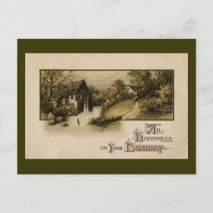 Mühlrad Vintage Geburtstag Postkarte