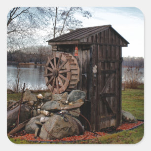 Mühlung über das alte Haus Quadratischer Aufkleber