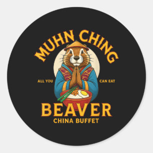 Muhn Ching Alles-zu-Essen-Beaver-China-Buffet Runder Aufkleber