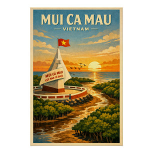 Mui Ca Mau, Vietnam, im klassischen Retro-Stil Poster