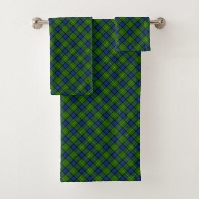 Muir Moore tartan blau kariert Badhandtuch Set (Insitu)