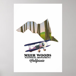 Muir Woods National Monument Karte Reiseplakat. Poster