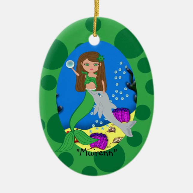 Muirenn Green Mermaid Ornament (Vorne)