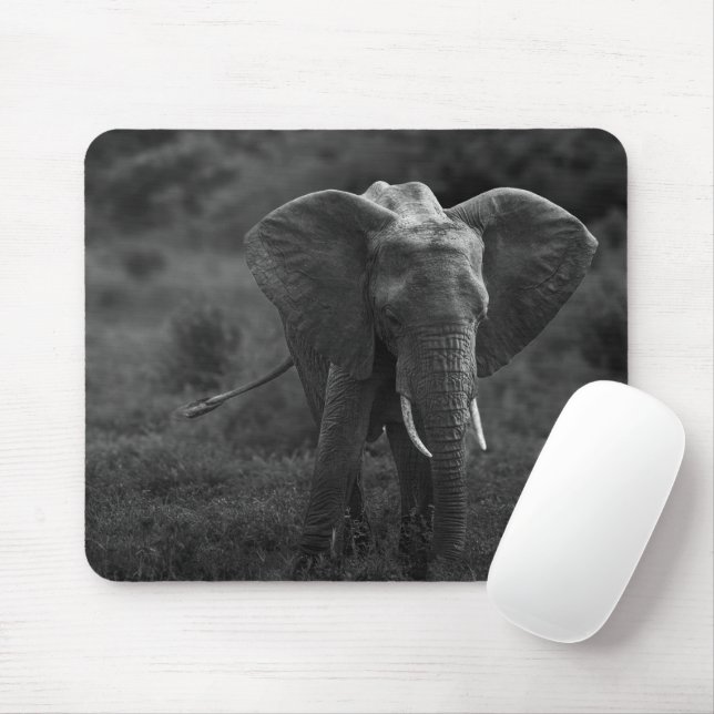 Muismat olifant zwart wit mousepad (Mit Mouse)