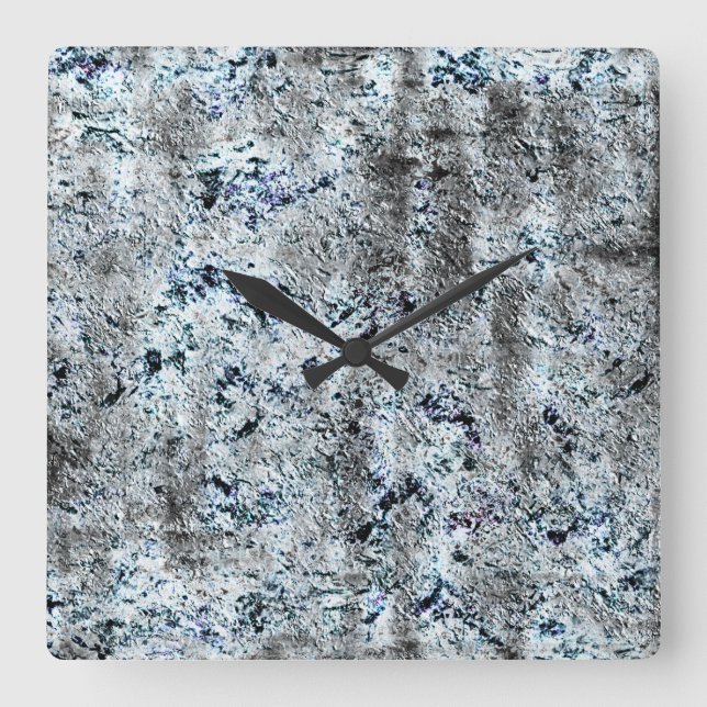 Muito rústico fungo prateado sujo de carbono quadratische wanduhr (Vorderseite)