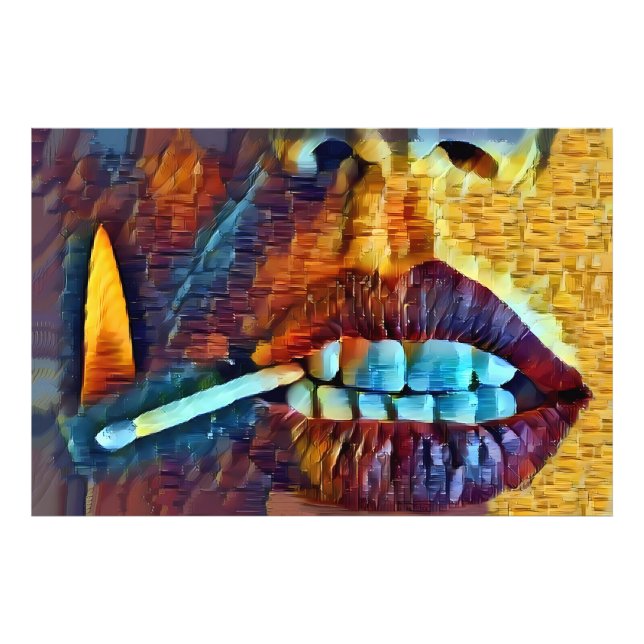 Mujer con Cerilla en la Boca Fotodruck (Vorne)